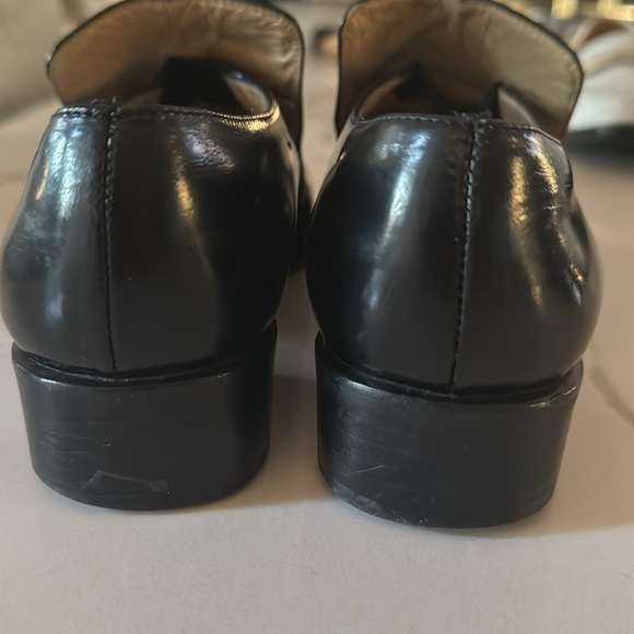 Gucci Black Square Toe Loafers silver chain accent Womens Size 7.5 b black soft - Picture 5 of 6
